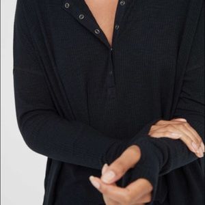 Aerie offline black ribbed Henley